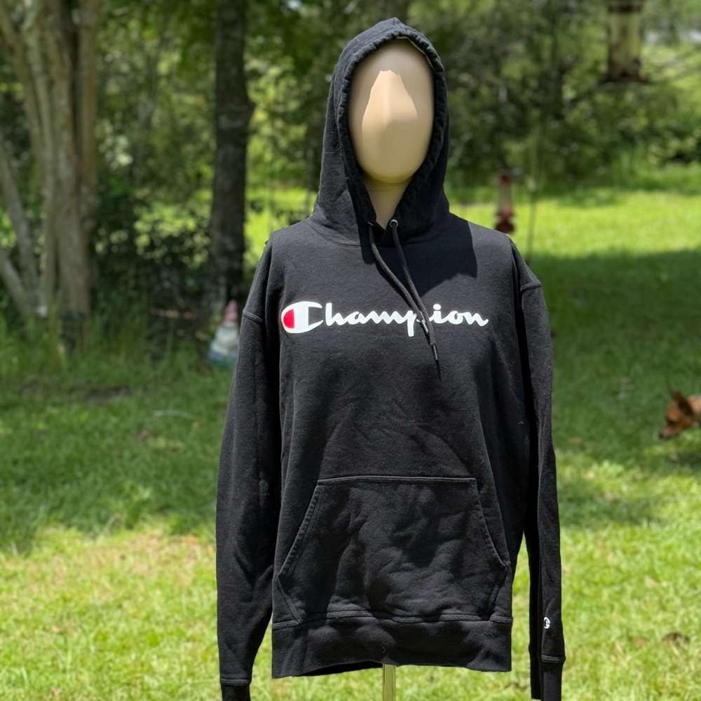Men’s Champion Black Pullover Hoodie Size XL (CBM0001)